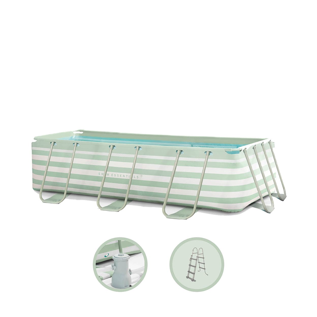 Frame zwembad 400x200x100 cm Groen Wit - met Accessoires