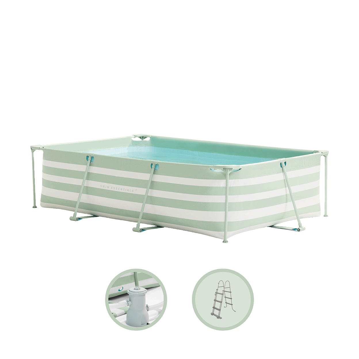 Frame Zwembad 300x200x75 cm Groen/Wit - met Accessoires