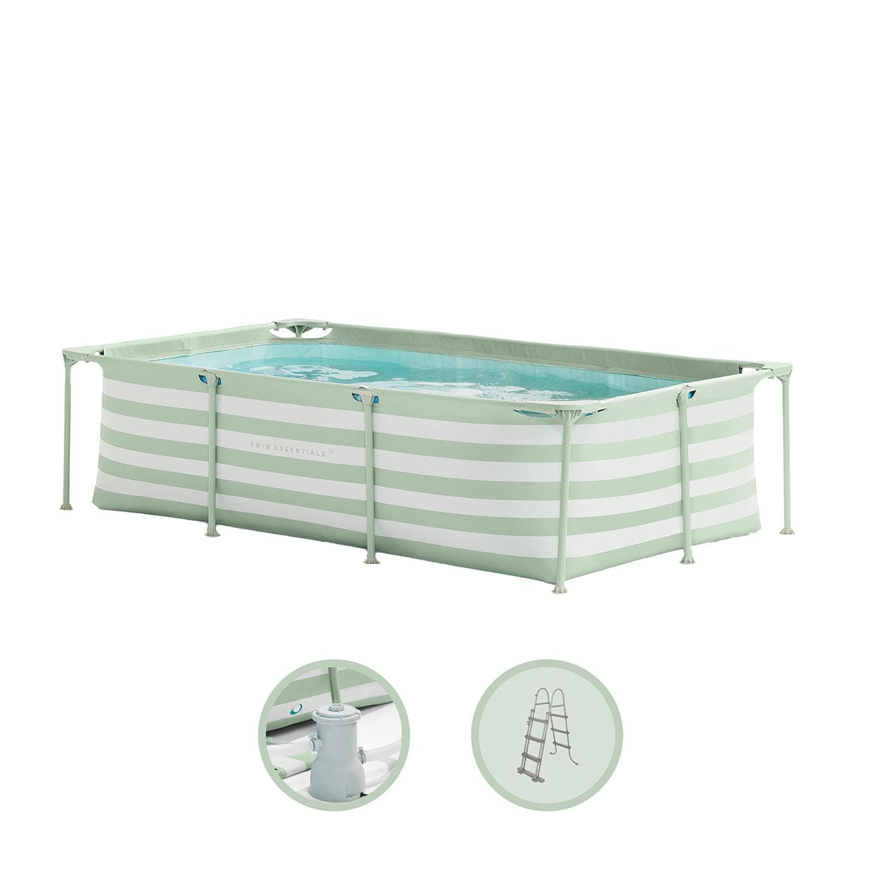Frame Zwembad 260x160x65 cm Groen/Wit - met Accessoires