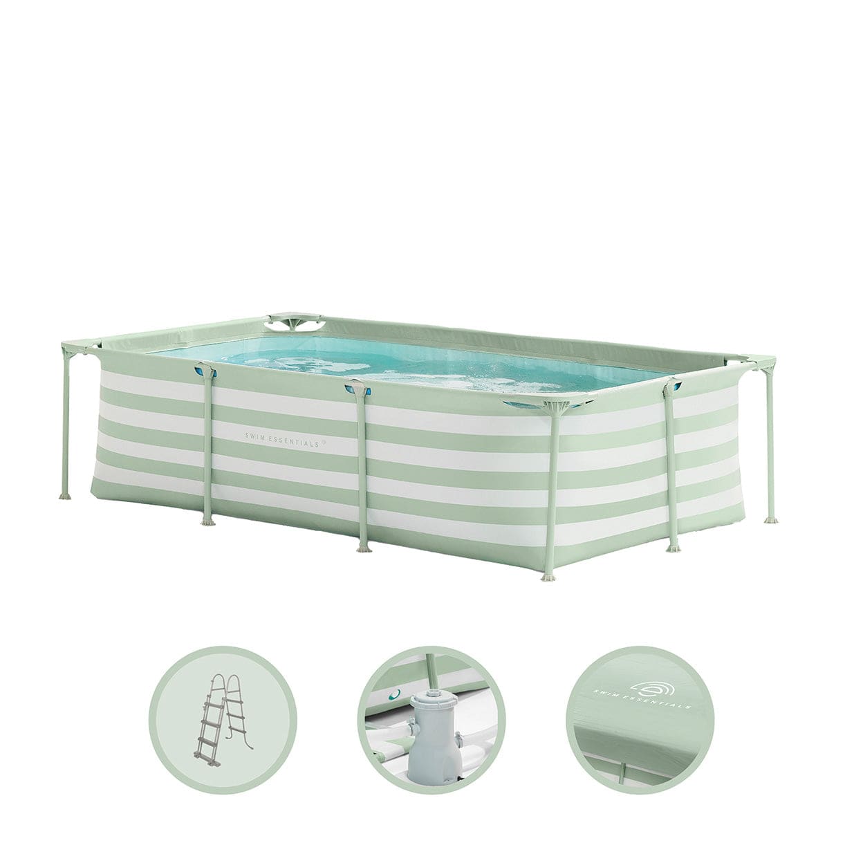 Frame Zwembad 260x160x65 cm Groen/Wit - met Accessoires