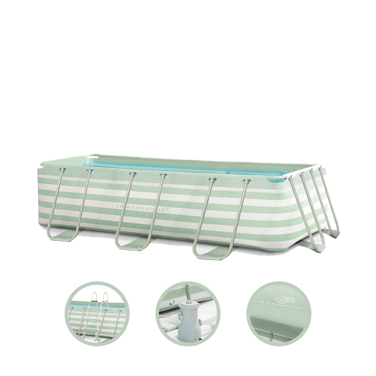 Frame zwembad 400x200x100 cm Groen Wit - met Accessoires