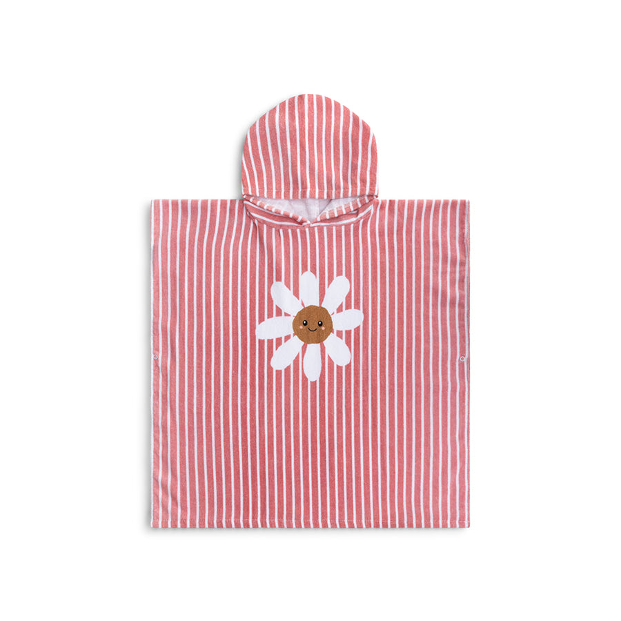 Strandponcho - Rood/Wit - Daisy Flower - 65 x 65 cm