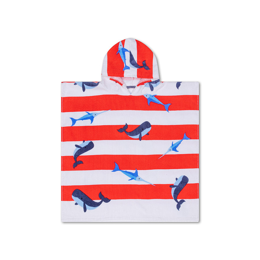 Strandponcho - Rood/Wit - Ocean Stripes - 65 x 65 cm