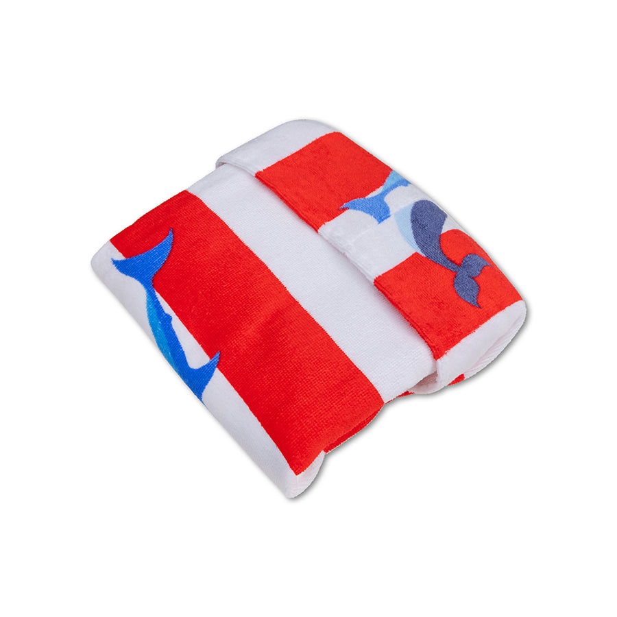 Strandponcho - Rood/Wit - Ocean Stripes - 65 x 65 cm