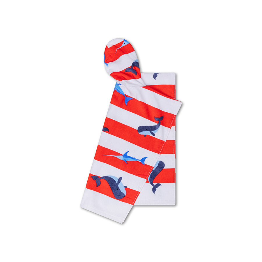 Strandponcho - Rood/Wit - Ocean Stripes - 65 x 65 cm