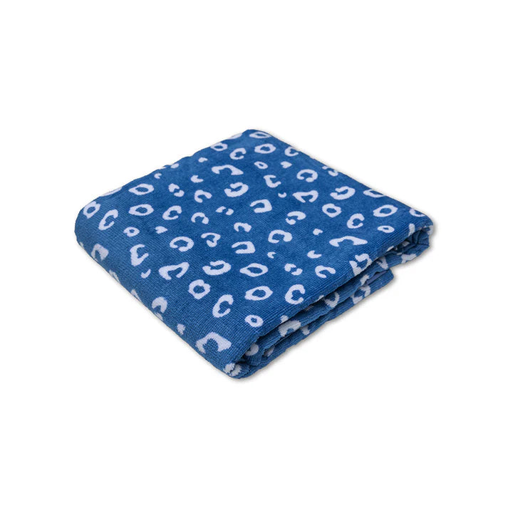 Strandlaken Katoen - Blauw - Leopard - 135 x 65 cm