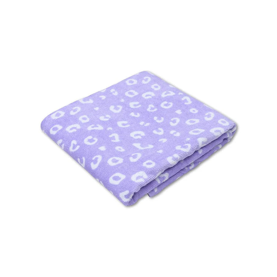 Strandlaken Katoen - Lila - Leopard - 135 x 65 cm