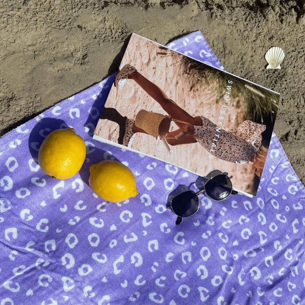 Strandlaken Katoen - Lila - Leopard - 135 x 65 cm