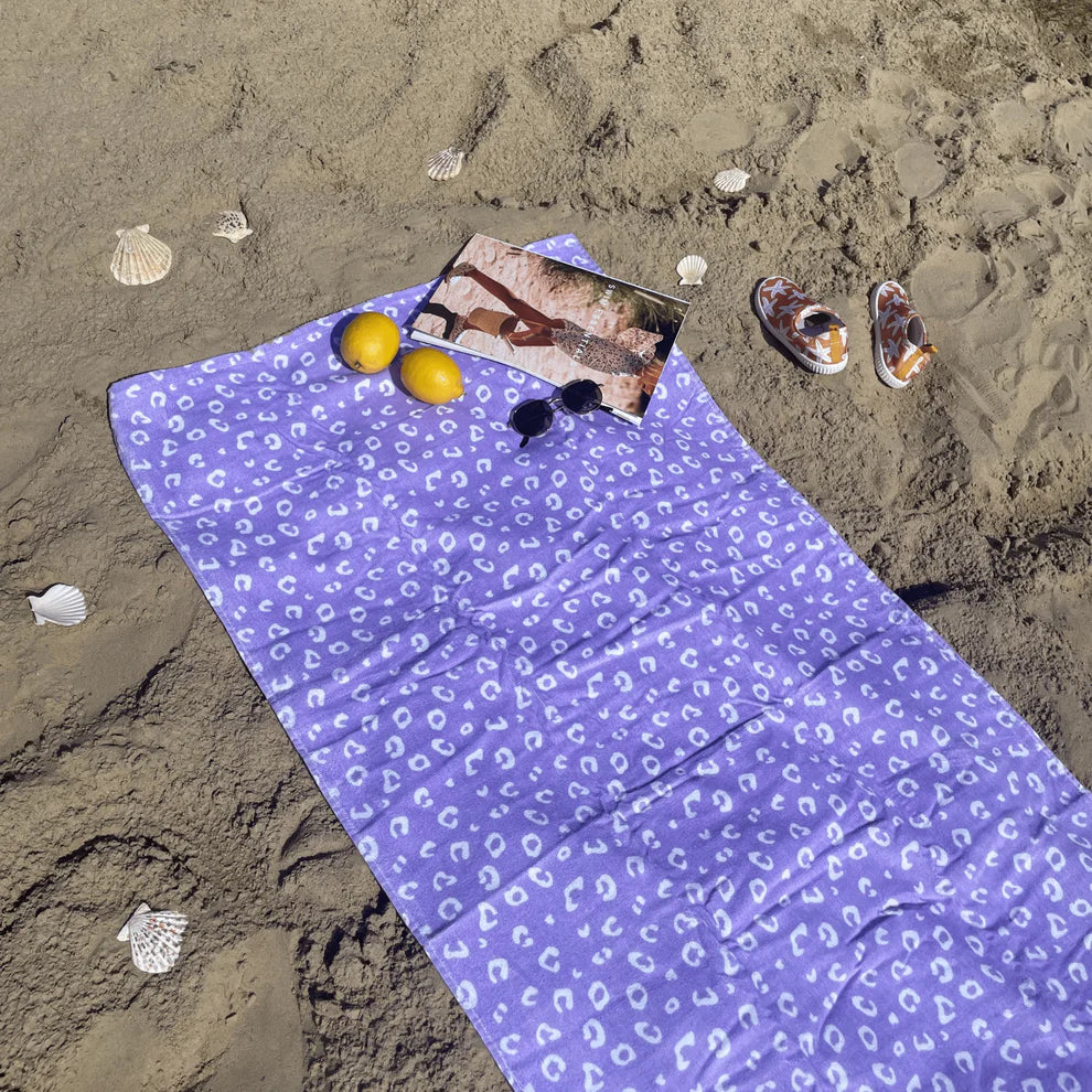 Strandlaken Katoen - Lila - Leopard - 135 x 65 cm