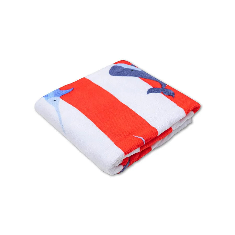 Strandlaken Katoen - Rood/Wit - Ocean Stripes - 135 x 65 cm