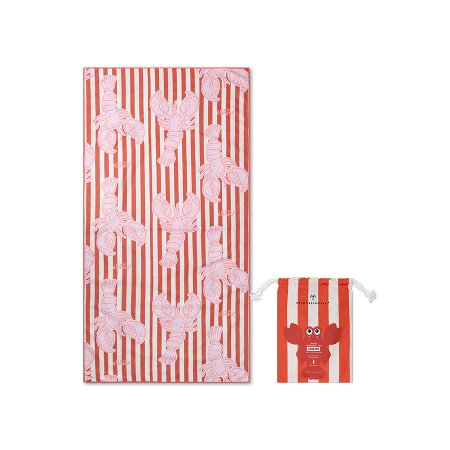 Strandlaken Microvezel - Rood - Lobster Bay - 180 x 90 cm