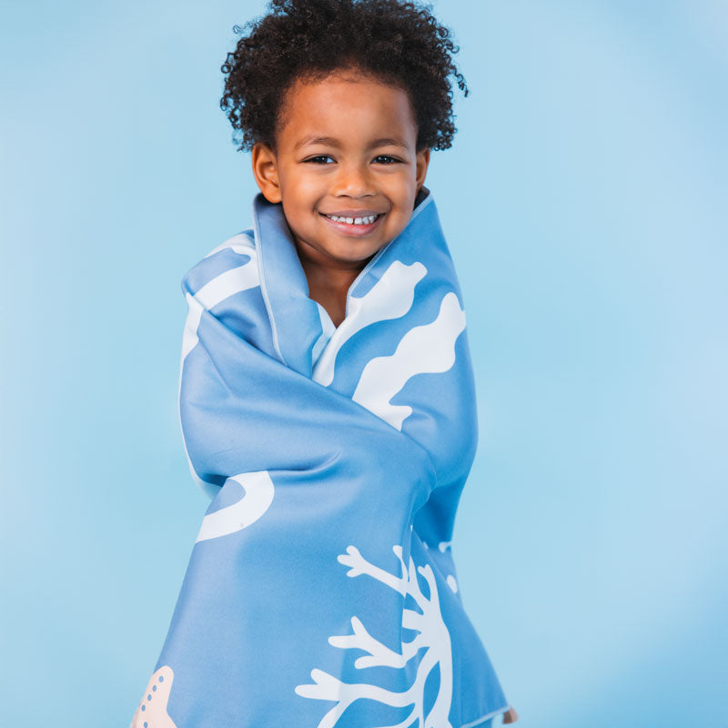 Strandlaken Microvezel - Blauw - Coral Bliss - 135 x 65 cm