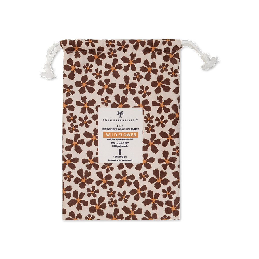 Strandlaken Microvezel - Bruin - Wild Flower - 180 x 180 cm