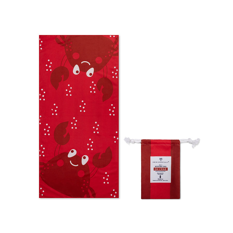 Strandlaken Microvezel - Rood - Crabby - 135 x 65 cm