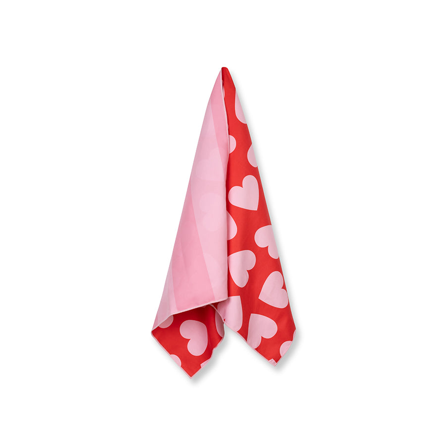 Strandlaken Microvezel - Rood - Hearts - 135 x 65 cm