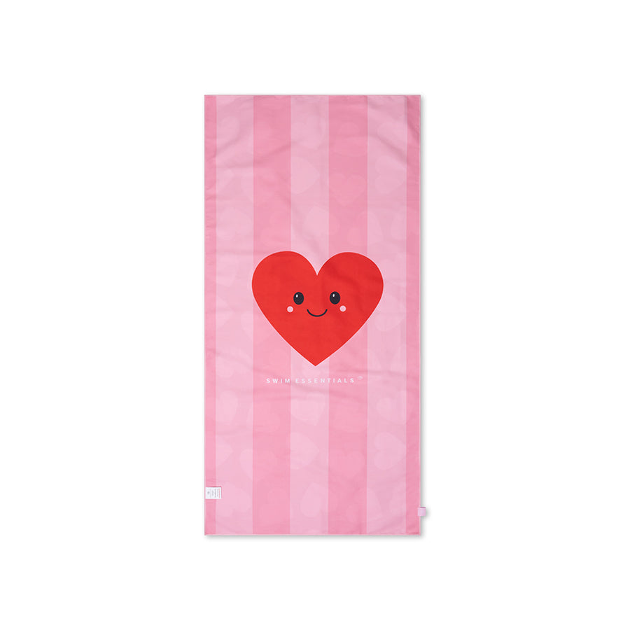 Strandlaken Microvezel - Rood - Hearts - 135 x 65 cm