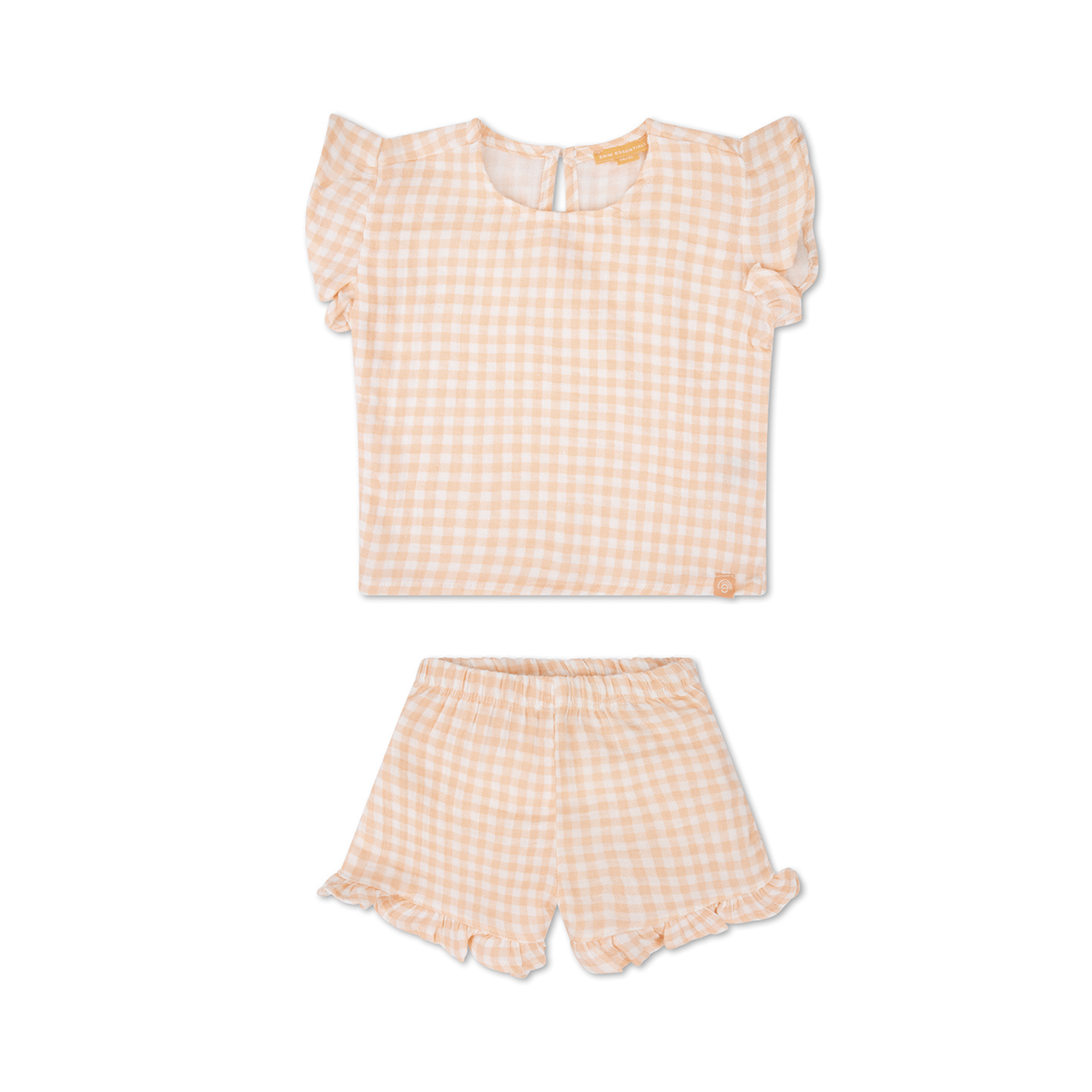 Strandset Meisjes - Muslin - Oranje/Wit - Sunset Grid