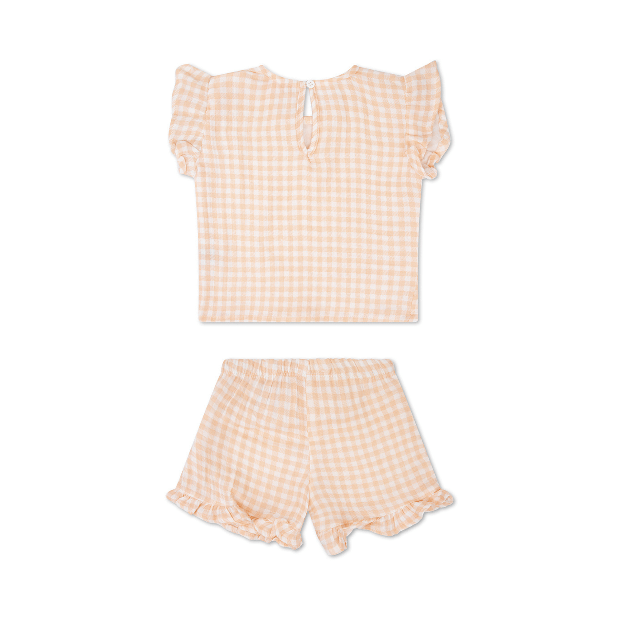 Strandset Meisjes - Muslin - Oranje/Wit - Sunset Grid