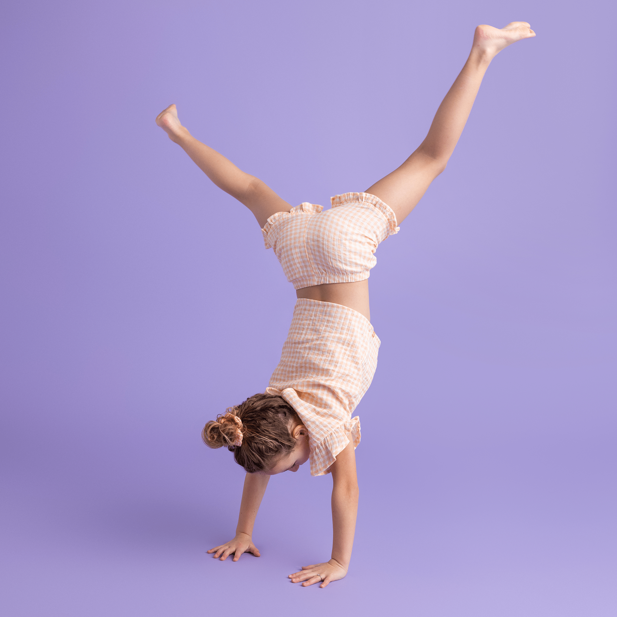 Meisjes Strandjurk - Muslin - Oranje/Wit - Sunset Grid