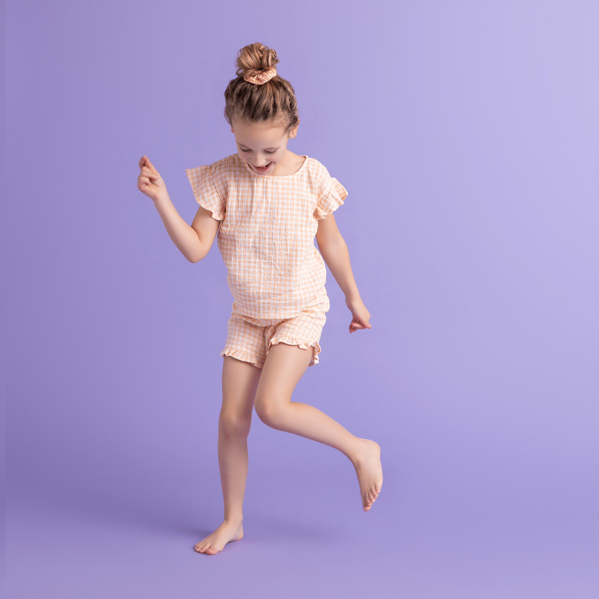 Meisjes Strandjurk - Muslin - Oranje/Wit - Sunset Grid