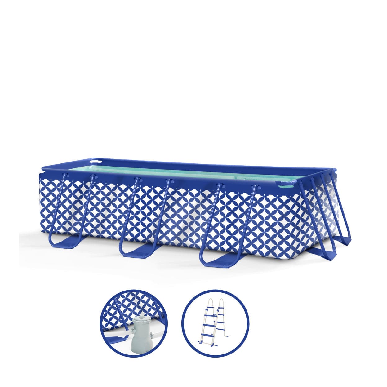Opzetzwembad - Donkerblauw/Wit - Elegance - Met Filterpomp en Trap - 400 x 200 x 100 cm