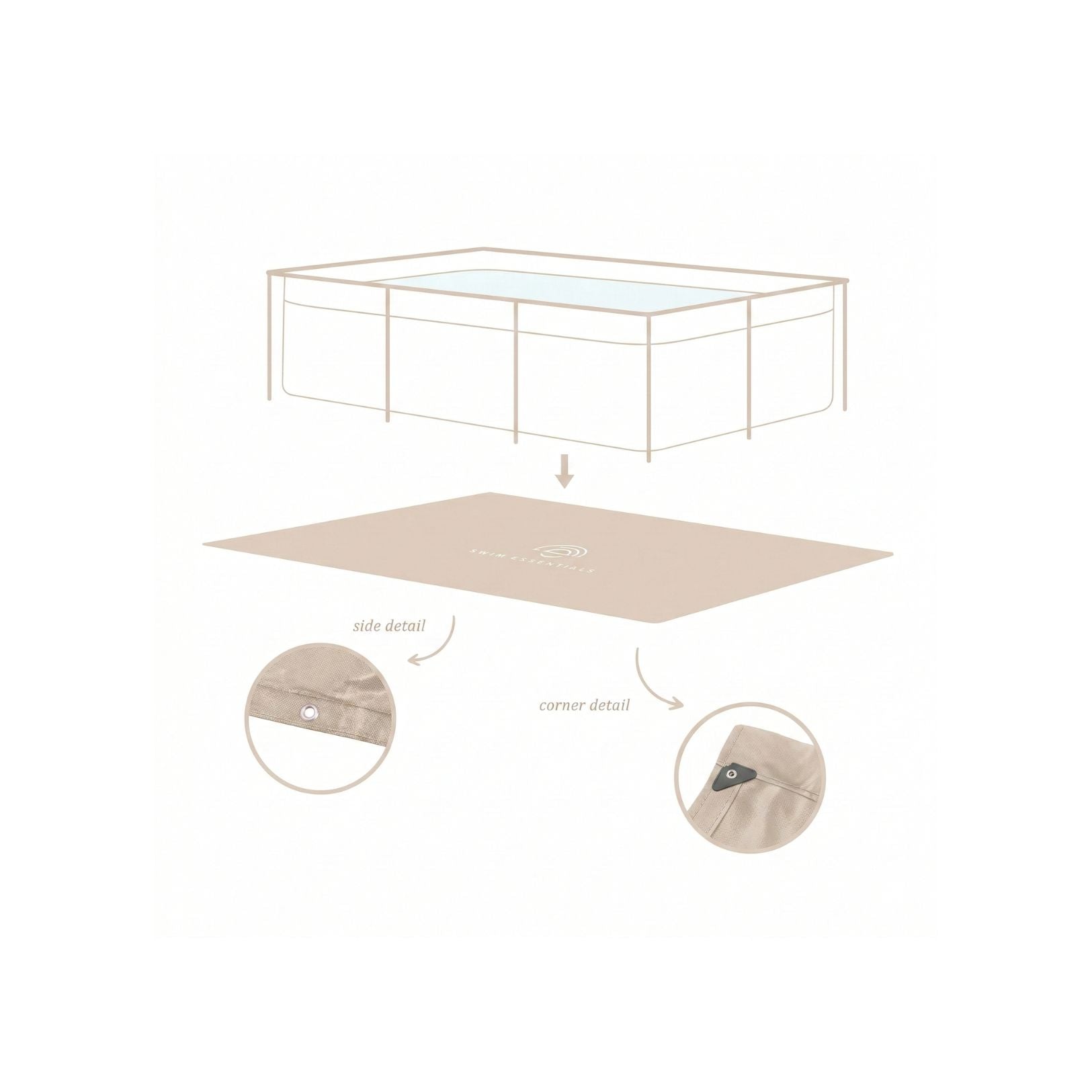 Grondzeil Zwembad - Beige - Essence - 260 x 160 cm