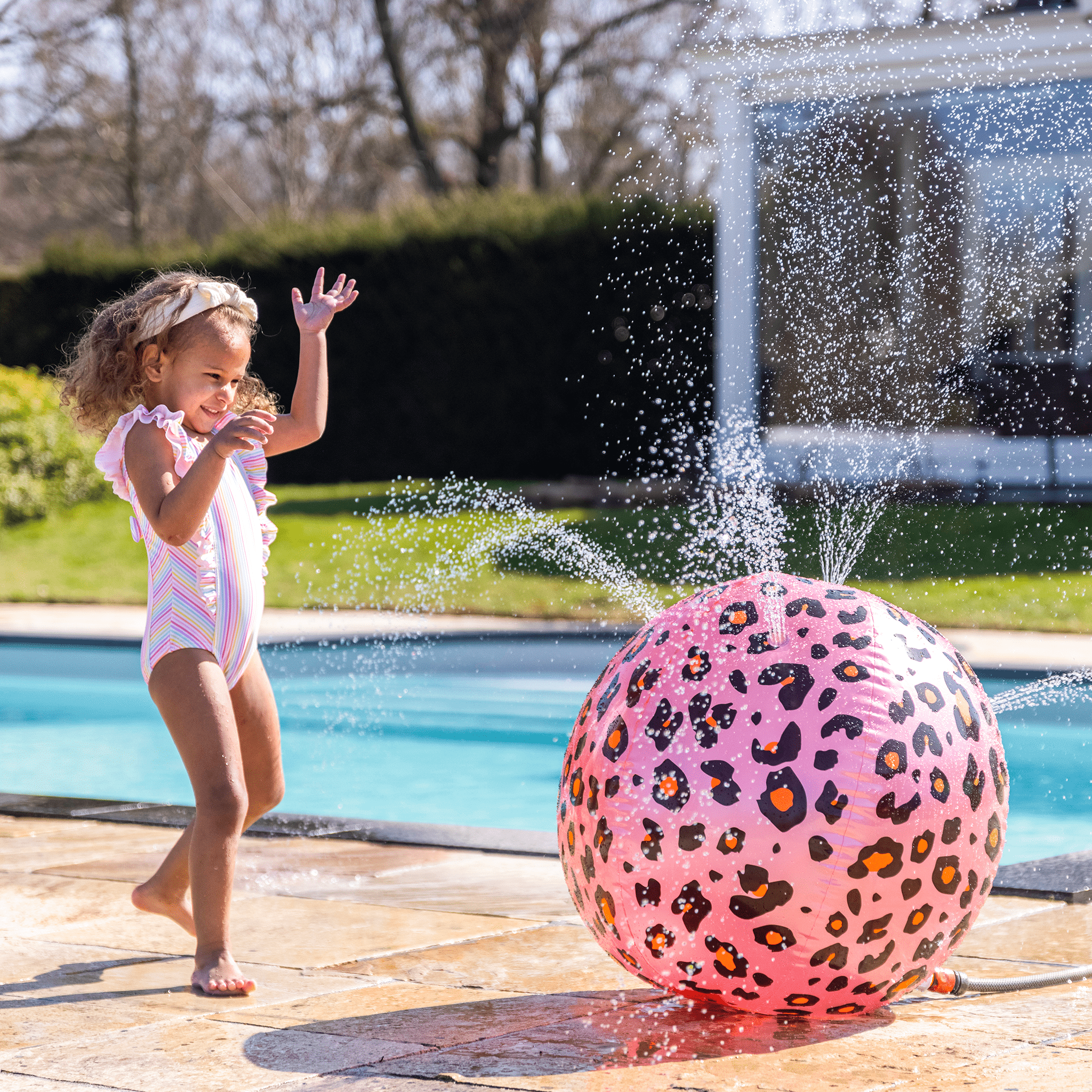 Opblaasbare Watersproeier Bal - Roze/Goud - Safari Chique