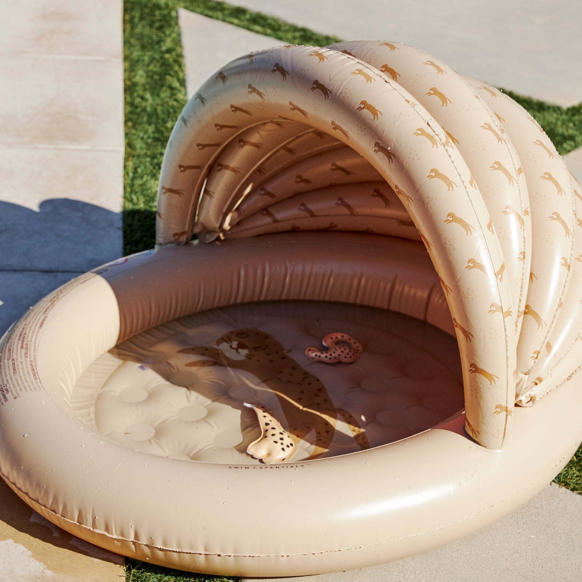 Kinderzwembad - Beige - Leopard - Ø 100 cm met Zonnescherm