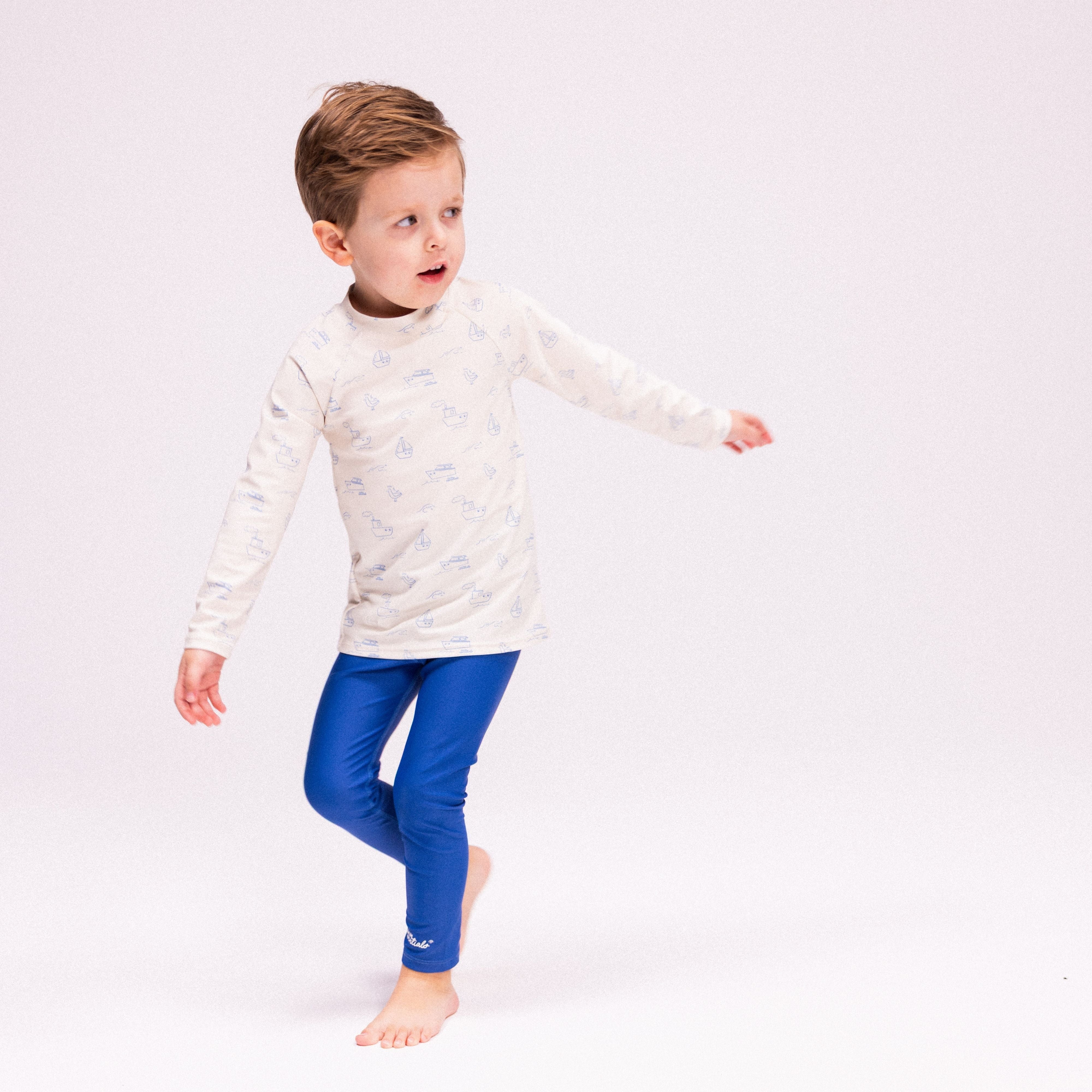 UV Zwemshirt Met Lange Mouwen - Beige/Blauw - Seas The Day