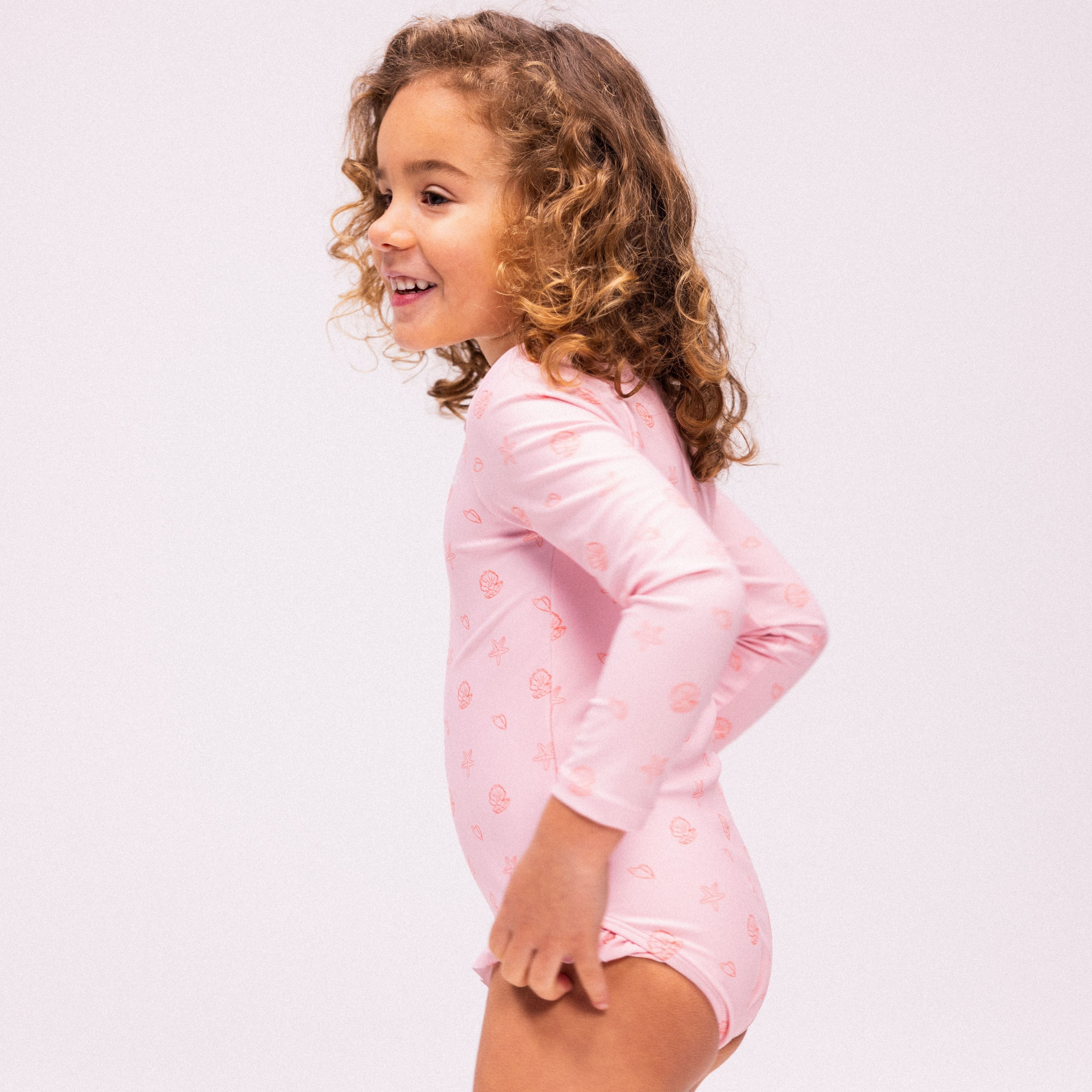 UV Badpak Meisjes Met Lange Mouwen - Roze - Shell Tastic