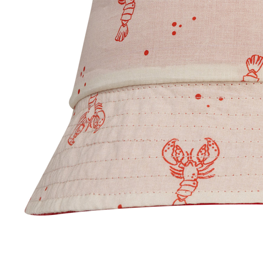 Zonnehoedje Omkeerbaar - Beige/Rood - Little Lobster