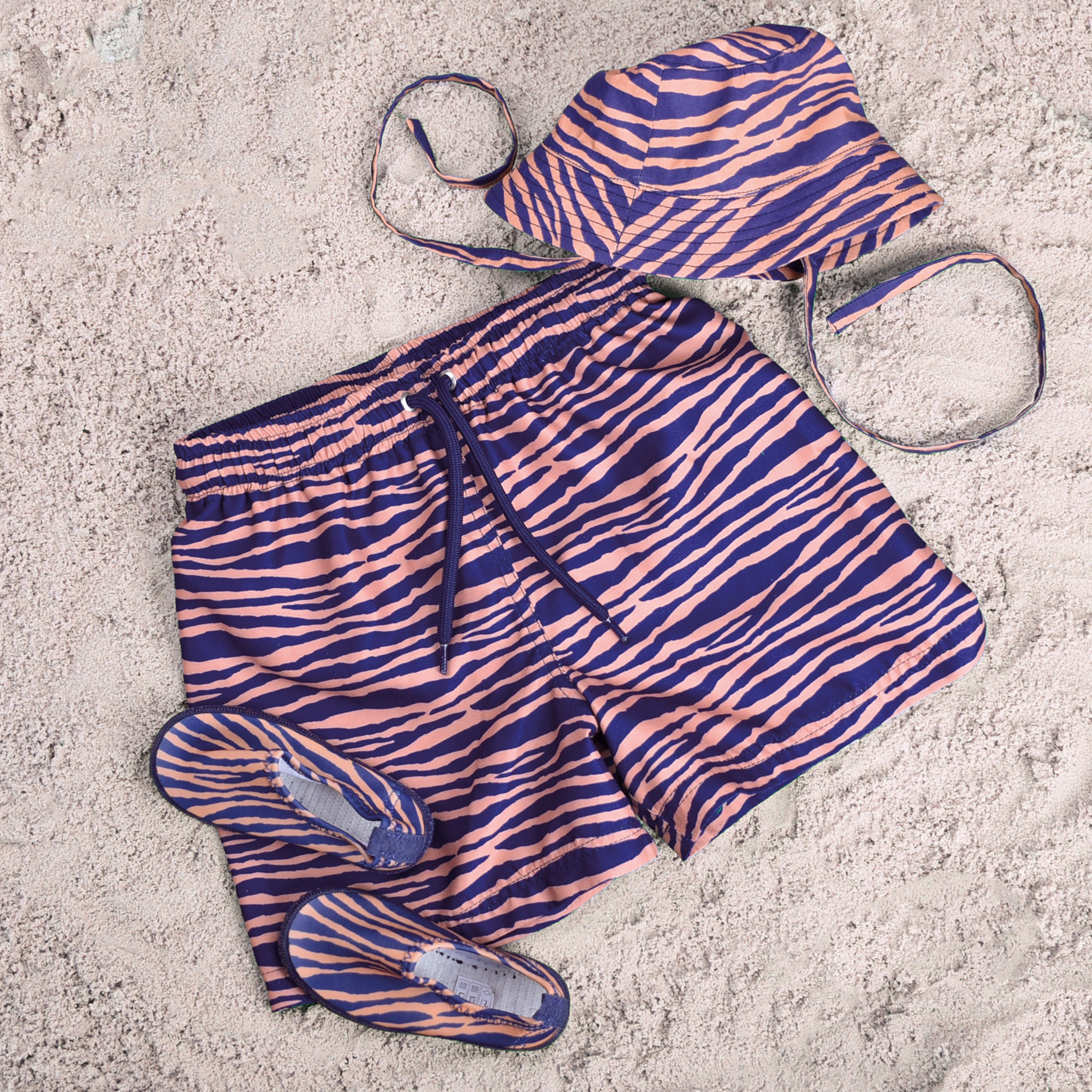 Zonnehoedje - Blauw/Oranje - Vibrant Stripes