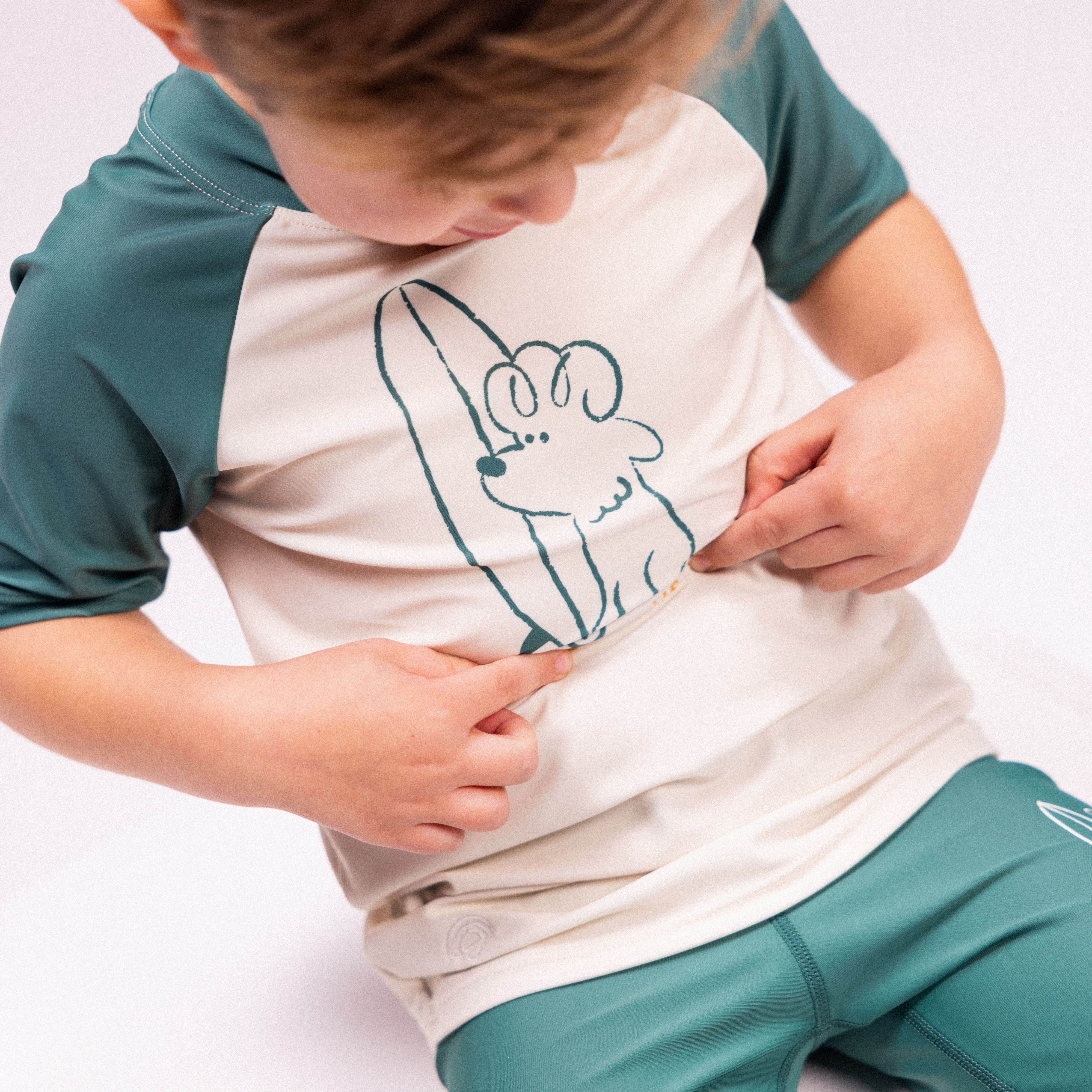 Zwemshirt Met Korte Mouwen - Groen - Surfer