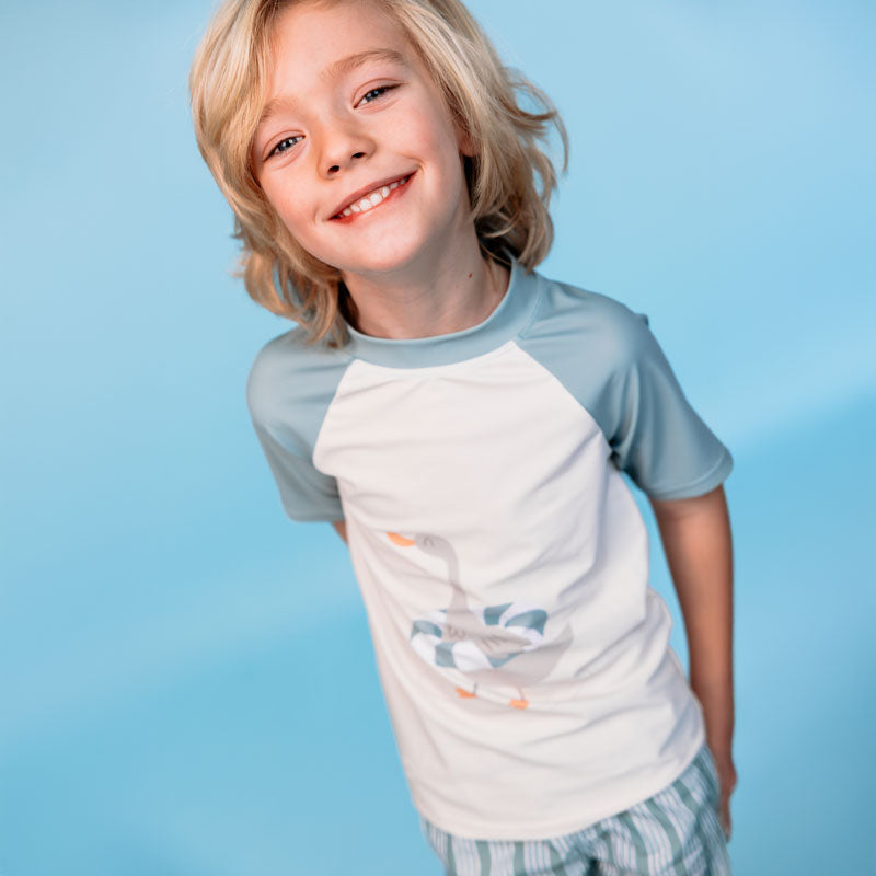 Zwemshirt Met Korte Mouwen - Groen - Resort Stripe
