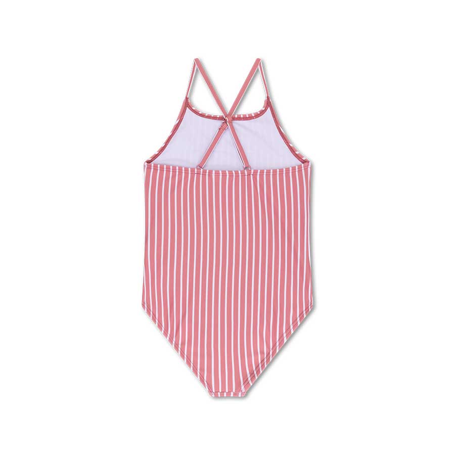 Badpak Meisjes - Rood/Wit Gestreept - Daisy Flower