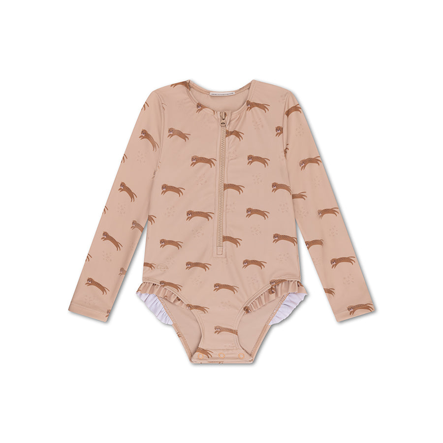 UV Badpak Meisjes Met Lange Mouwen - Bruin - Roamer