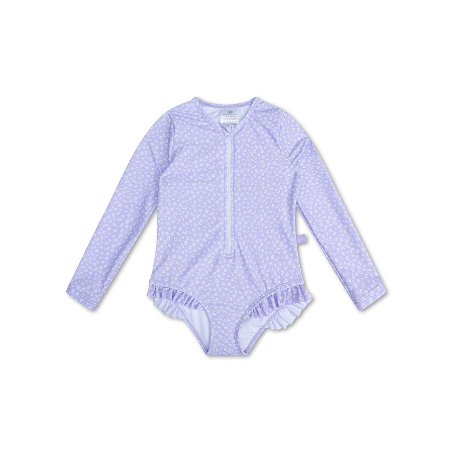 UV Badpak Meisjes Met Lange Mouwen - Lila - Leopard