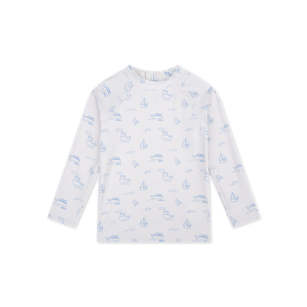 UV Zwemshirt Met Lange Mouwen - Beige/Blauw - Seas The Day