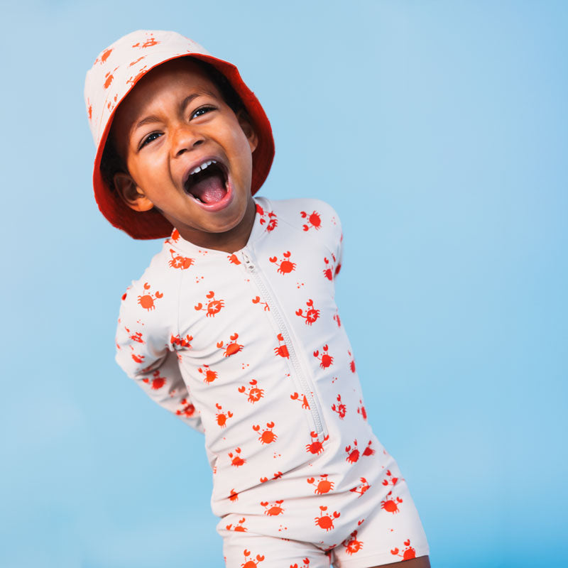 UV Zwempak Jongens - Beige/Rood - Crabby