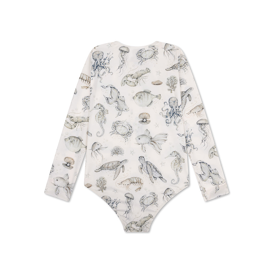 UV Badpak Meisjes Met Lange Mouwen - Groen/Wit - Sea Life