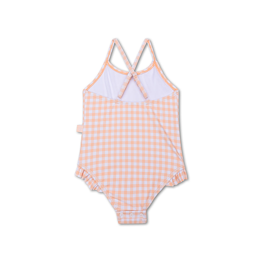 Badpak Meisjes - Oranje/Wit - Sunset Grid