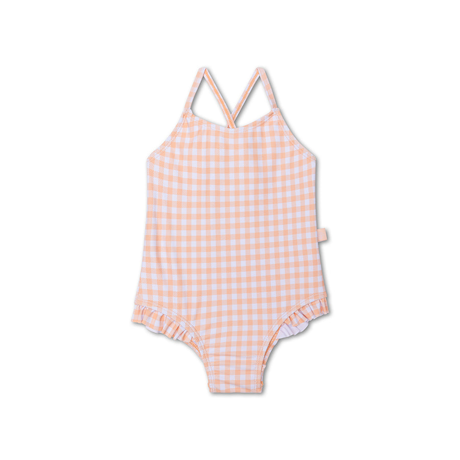 Badpak Meisjes - Oranje/Wit - Sunset Grid