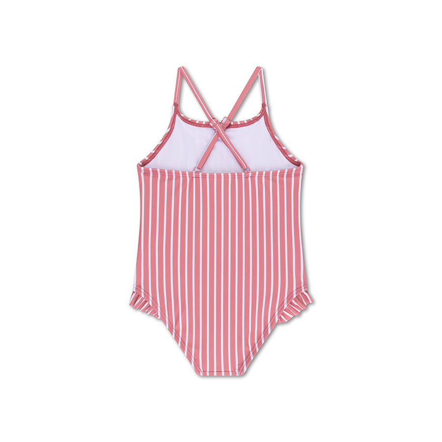 Badpak Meisjes - Rood/Wit Gestreept - Daisy Flower