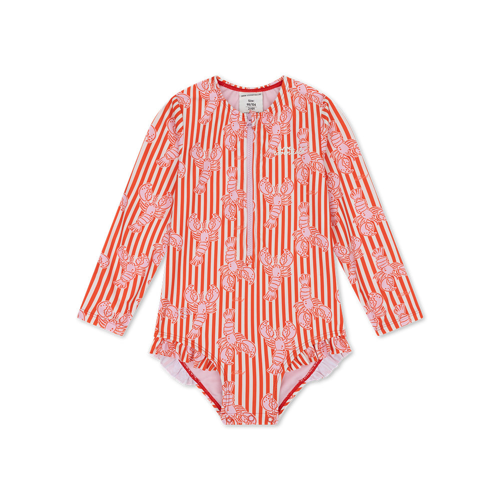 UV Badpak Meisjes Met Lange Mouwen - Rood - Lobster Bay