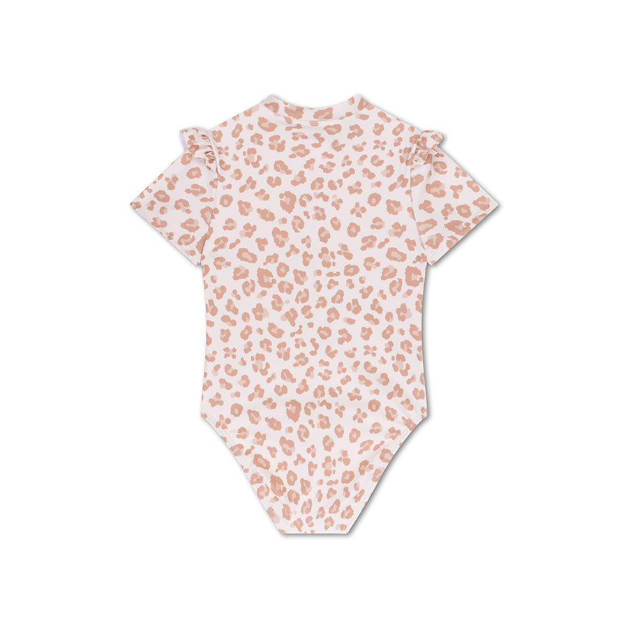 Badpak Meisjes met Korte Mouwen - Beige - Leopard