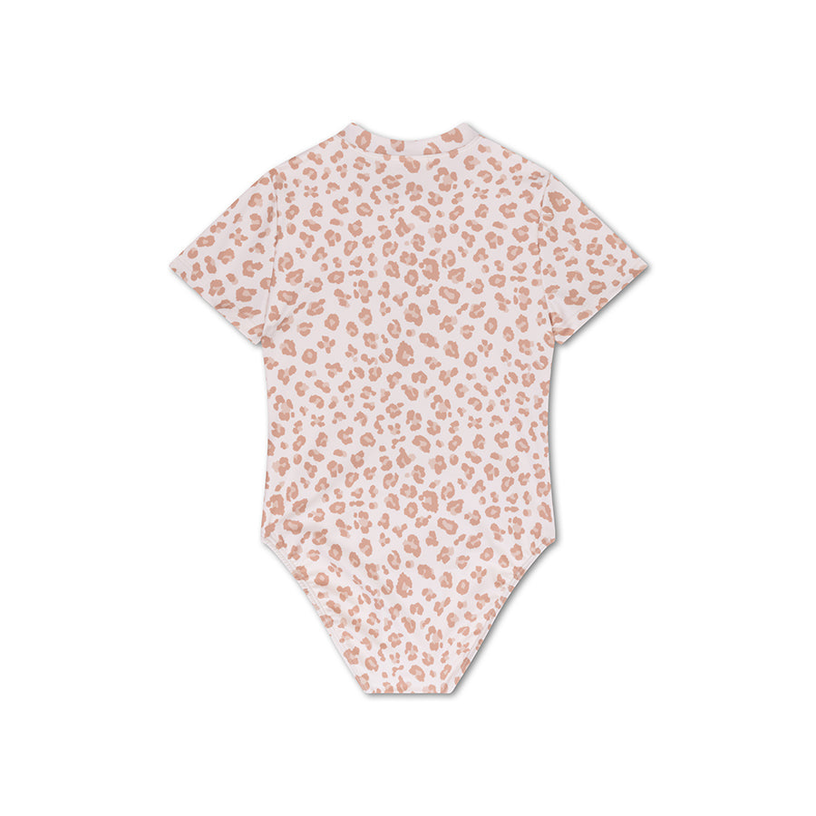 Badpak Meisjes met Korte Mouwen - Beige - Leopard
