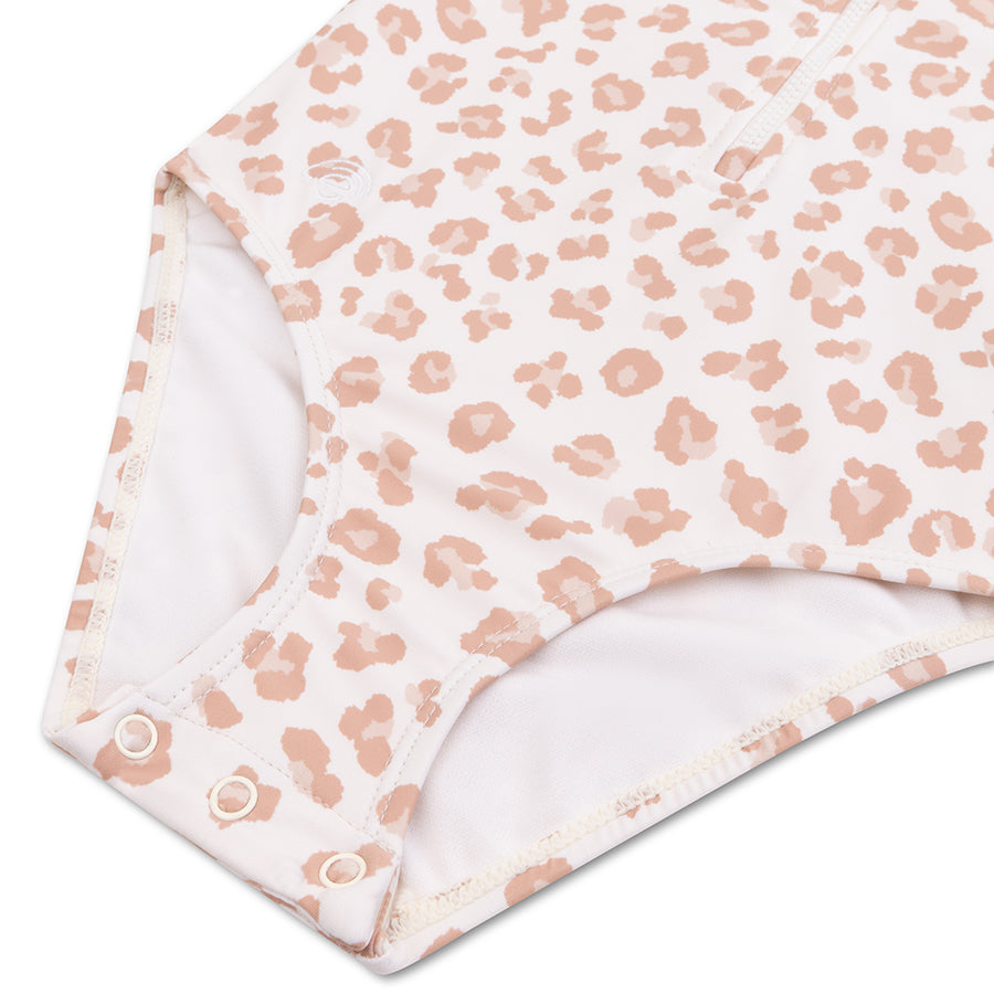 Badpak Meisjes met Korte Mouwen - Beige - Leopard