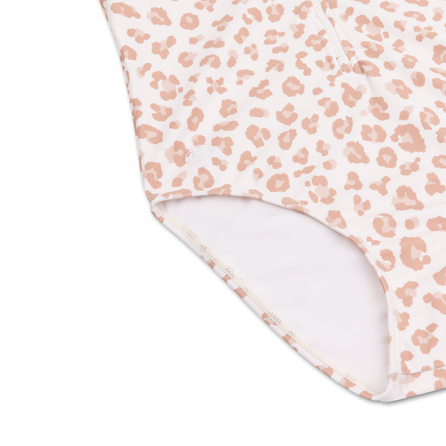 Badpak Meisjes met Korte Mouwen - Beige - Leopard