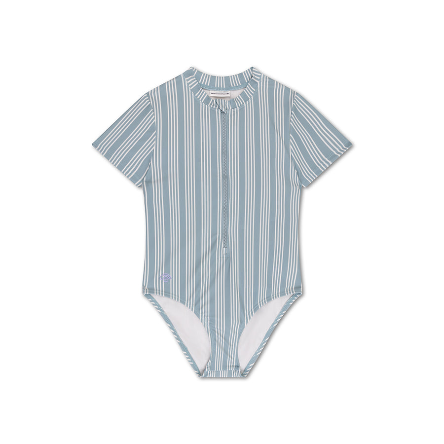 Badpak Meisjes Met Korte Mouwen - Groen/Wit - Resort Stripe