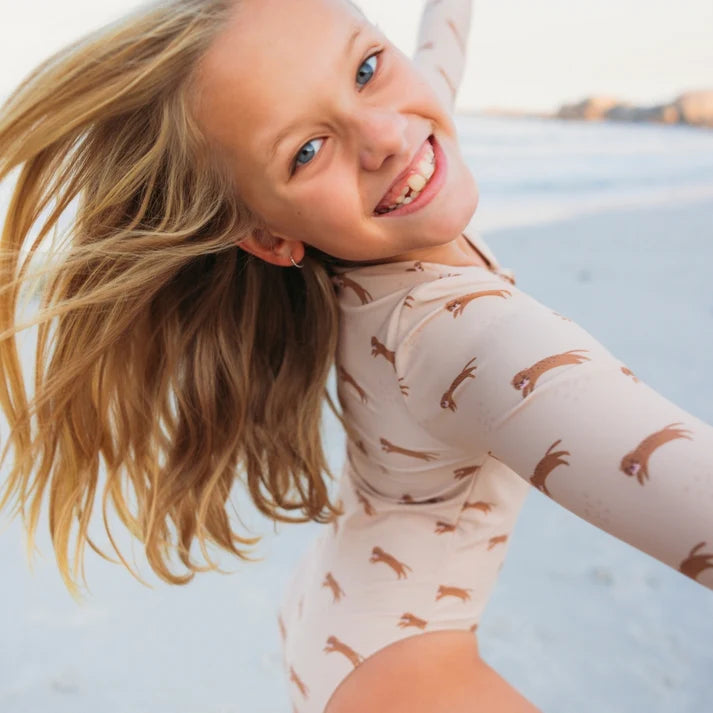 UV Badpak Meisjes Met Lange Mouwen - Bruin - Roamer